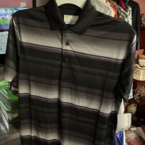 Nicklaus Black and Purple Striped Polo Shirt